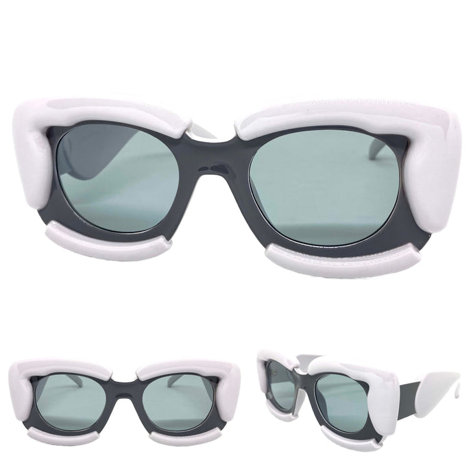 Oversized Exaggerated Classic Vintage Retro Bubble Style SUNGLASSES Large Thick Gray Frame 2138