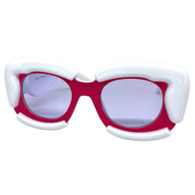 Oversized Exaggerated Classic Vintage Retro Bubble Style SUNGLASSES Large Thick White & Fuchsia Frame 2138