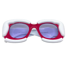 Oversized Exaggerated Classic Vintage Retro Bubble Style SUNGLASSES Large Thick White & Fuchsia Frame 2138