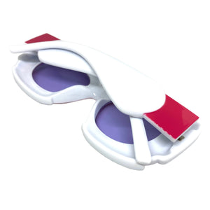 Oversized Exaggerated Classic Vintage Retro Bubble Style SUNGLASSES Large Thick White & Fuchsia Frame 2138