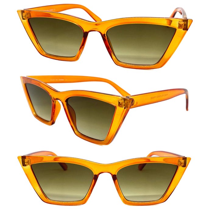 Classic Vintage Retro Cat Eye Style SUNGLASSES Funky Orange Frame 2019