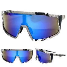 Oversized Retro Sporty Wrap Around Style SUNGLASSES Large Camouflage Frame 59208