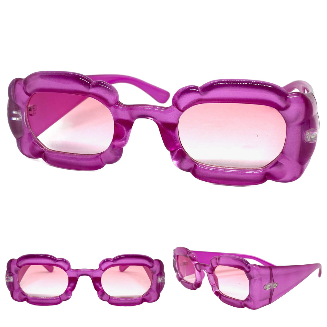 Exaggerated Classic Vintage Retro Bubble Style SUNGLASSES Large Thick Fuchsia Frame 80561