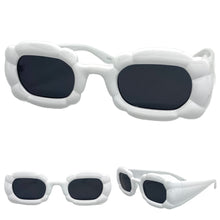 Exaggerated Classic Vintage Retro Bubble Style SUNGLASSES Large Thick White Frame 80561