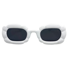 Exaggerated Classic Vintage Retro Bubble Style SUNGLASSES Large Thick White Frame 80561