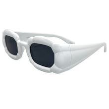 Exaggerated Classic Vintage Retro Bubble Style SUNGLASSES Large Thick White Frame 80561