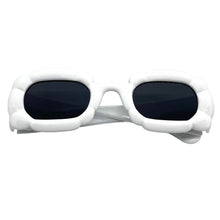 Exaggerated Classic Vintage Retro Bubble Style SUNGLASSES Large Thick White Frame 80561