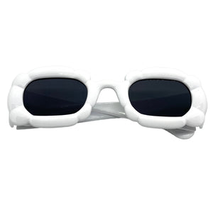 Exaggerated Classic Vintage Retro Bubble Style SUNGLASSES Large Thick White Frame 80561