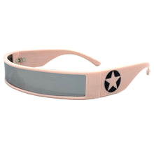 Space Futuristic Robotic Cyclops Shield Costume Party SUNGLASSES Thin Silver Frame 80573