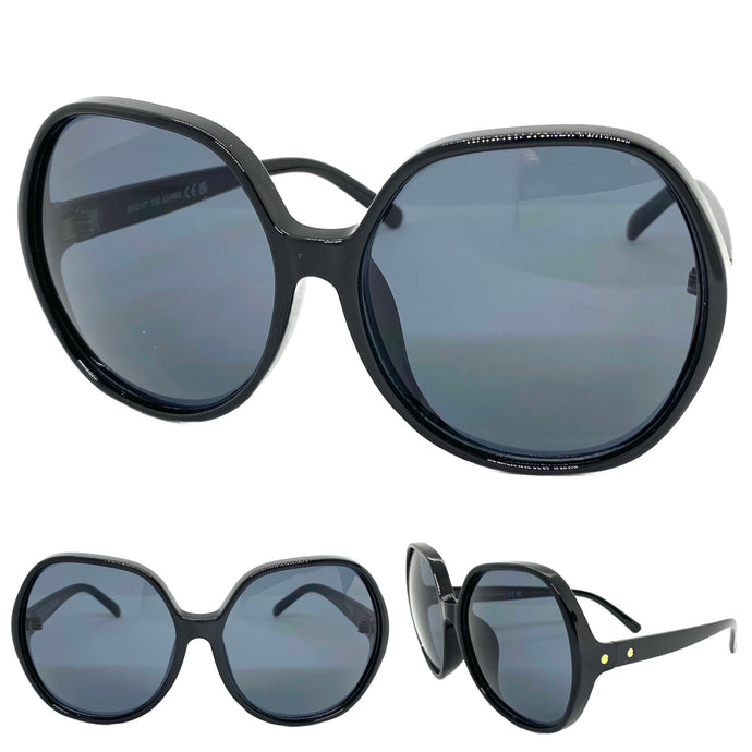 Oversized Exaggerated Vintage Retro Style SUNGLASSES Large Round Black Frame 7990