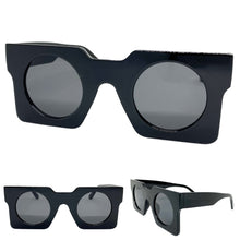 Exaggerated Classic Vintage Retro Style SUNGLASSES Large Square Black Frame 1141