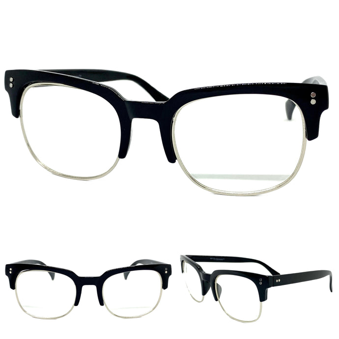 Classic Vintage Retro Style Clear Lens EYEGLASSES Black Frame 6393