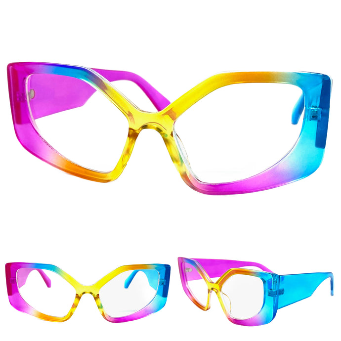 Exaggerated Funky Unique Retro Modern Style Clear Lens EYEGLASSES Thick Colorful Frame 5623