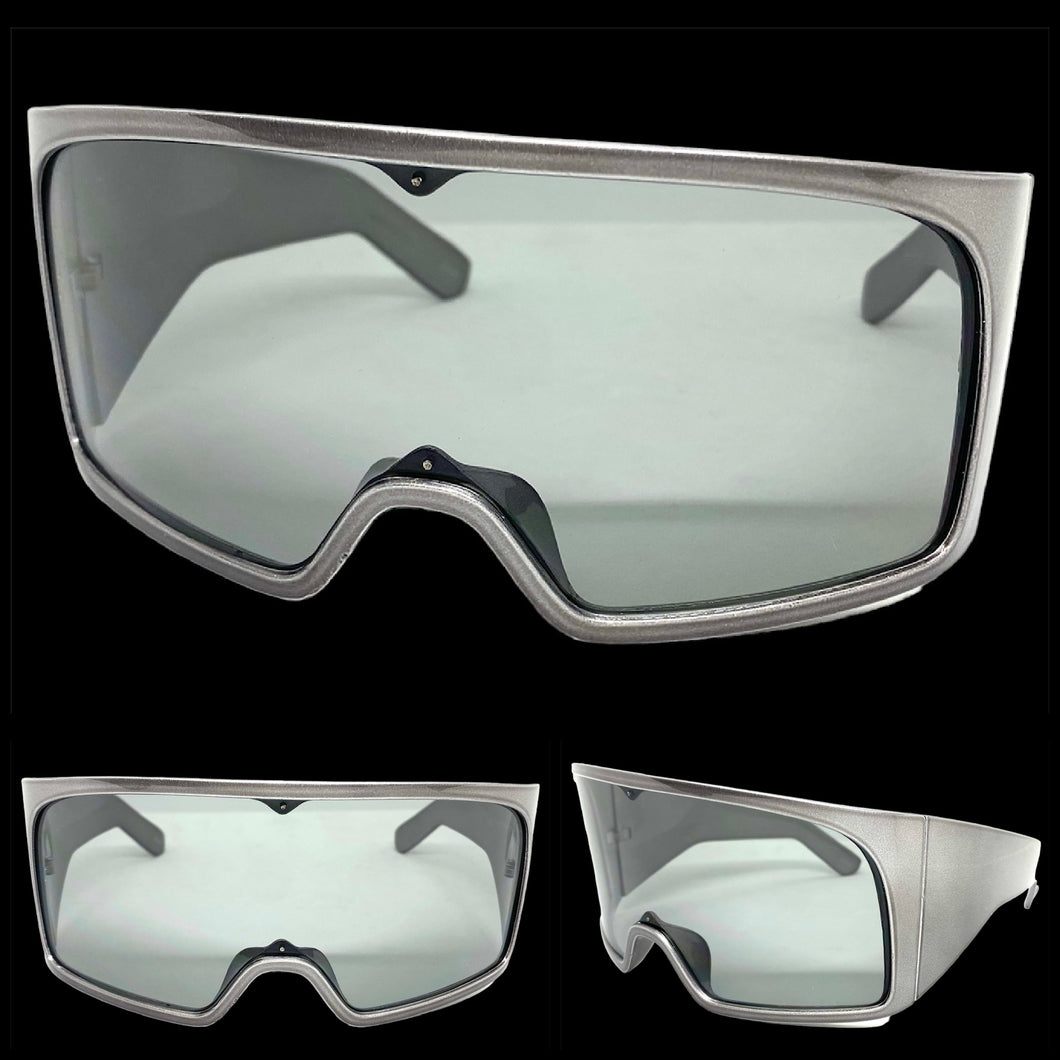 Oversized Wrap Around Futuristic Modern Shield Style SUNGLASSES Huge Gray Frame 80606