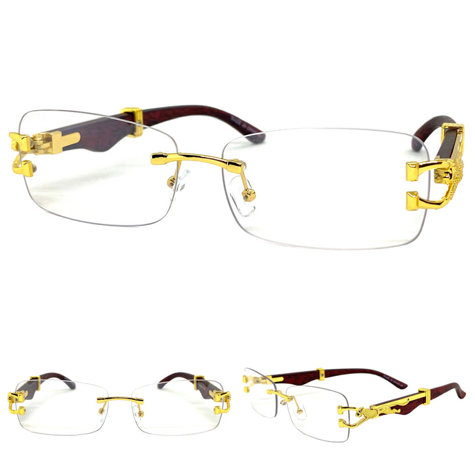 Men's Classy Elegant Luxury Retro Hip Hop Style CLEAR LENS EYEGLASSES Gold Frame E0925