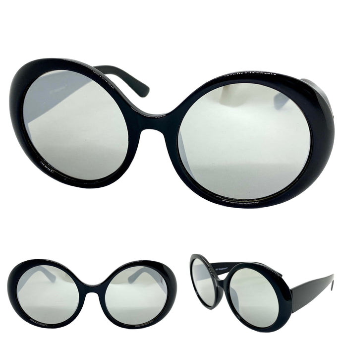 Exaggerated Vintage Retro Style SUNGLASSES Funky Round Black Frame 4748