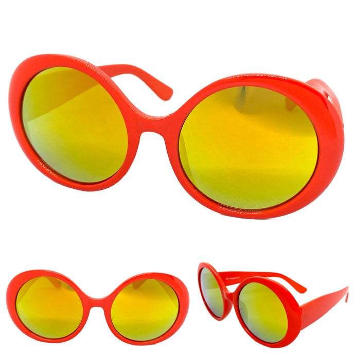 Exaggerated Vintage Retro Style SUNGLASSES Funky Round Orange Frame 4748