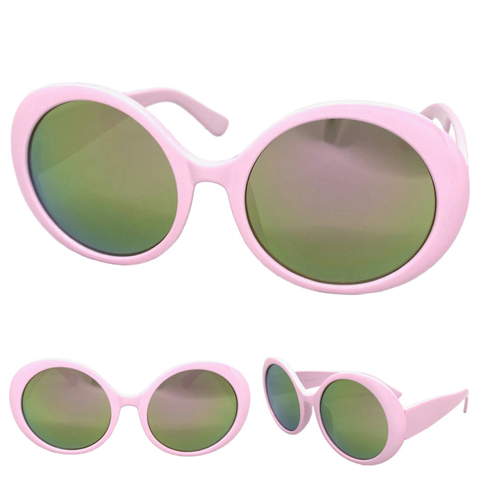 Exaggerated Vintage Retro Style SUNGLASSES Funky Round Pink Frame 4748