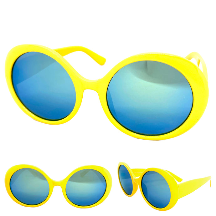 Exaggerated Vintage Retro Style SUNGLASSES Funky Round Yellow Frame 4748