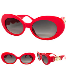 Oversized Vintage Retro Style SUNGLASSES Large Thick Red Oval Frame 4380