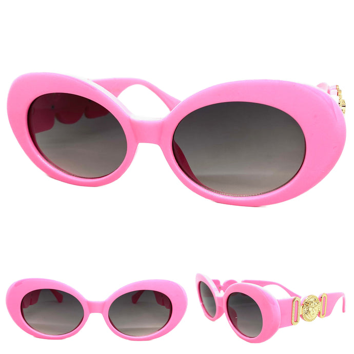 Oversized Vintage Retro Style SUNGLASSES Large Thick Pink Oval Frame 4380
