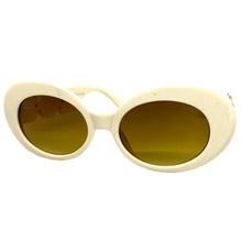 Oversized Vintage Retro Style SUNGLASSES Large Thick Cream Oval Frame 4380