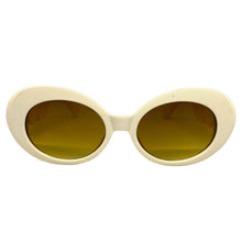 Oversized Vintage Retro Style SUNGLASSES Large Thick Cream Oval Frame 4380