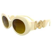 Oversized Vintage Retro Style SUNGLASSES Large Thick Cream Oval Frame 4380