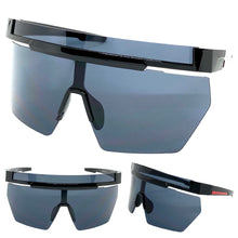 Oversized Retro Sporty Wrap Around Shield Style SUNGLASSES Large Black Frame 59087