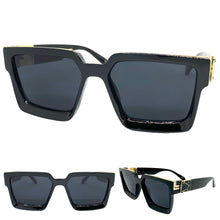 Classic Vintage Retro Hip Hop Style SUNGLASSES Large Square Black Frame 30392