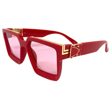 Classic Vintage Retro Hip Hop Style SUNGLASSES Large Square Red Frame 30392