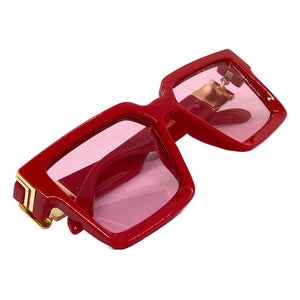 Classic Vintage Retro Hip Hop Style SUNGLASSES Large Square Red Frame 30392