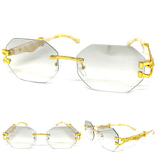 Classy Elegant Sophisticated Modern Luxury Style SUNGLASSES Rimless Gold Frame 5250