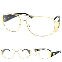 Classic Vintage Retro Hip Hop Aviator Style Clear Lens EYEGLASSES Large Gold Frame 9665