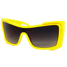 Oversized Classic Modern Retro Wrap Shield Style SUNGLASSES Huge Super Thick Yellow Frame 80636