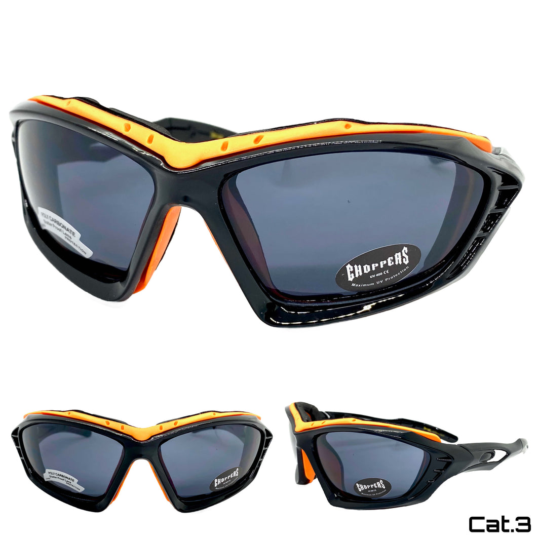 Motorcycle Biker Riding CHOPPERS Padded SUN GLASSES Safety Goggles Dark Lens 8948