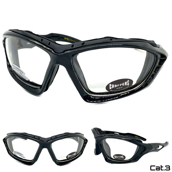 Motorcycle Biker Riding CHOPPERS Padded SUN GLASSES Safety Goggles Clear Lens 8948