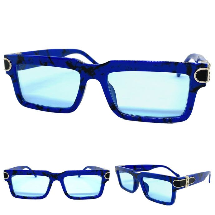 Classic Modern Luxury Hip Hop Style SUNGLASSES Blue Marble Frame 9166