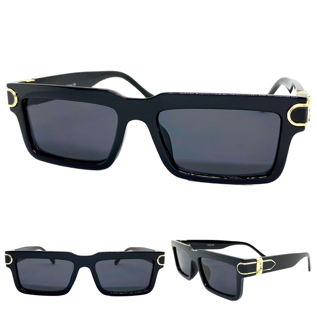 Classic Modern Luxury Hip Hop Style SUNGLASSES Black Frame Dark Lens 9166