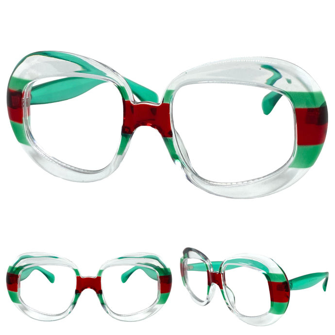 Oversized Vintage Retro Style Clear Lens EYEGLASSES Large Round Multicolor Frame 6137