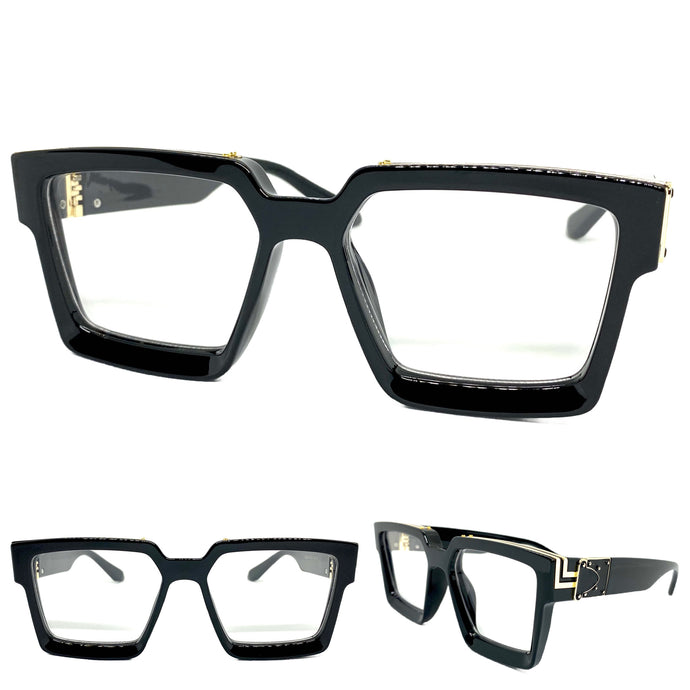 Classic Vintage Retro Hip Hop Style Clear Lens EYEGLASSES Thick Square Black Frame 86229