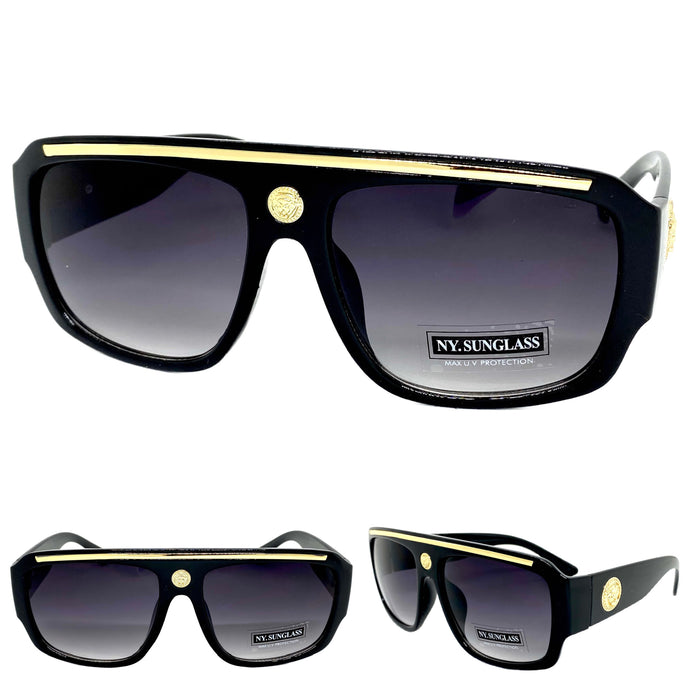 Oversized Classic Retro Luxury Hip Hop Style SUNGLASSES Thick Black Frame 9284