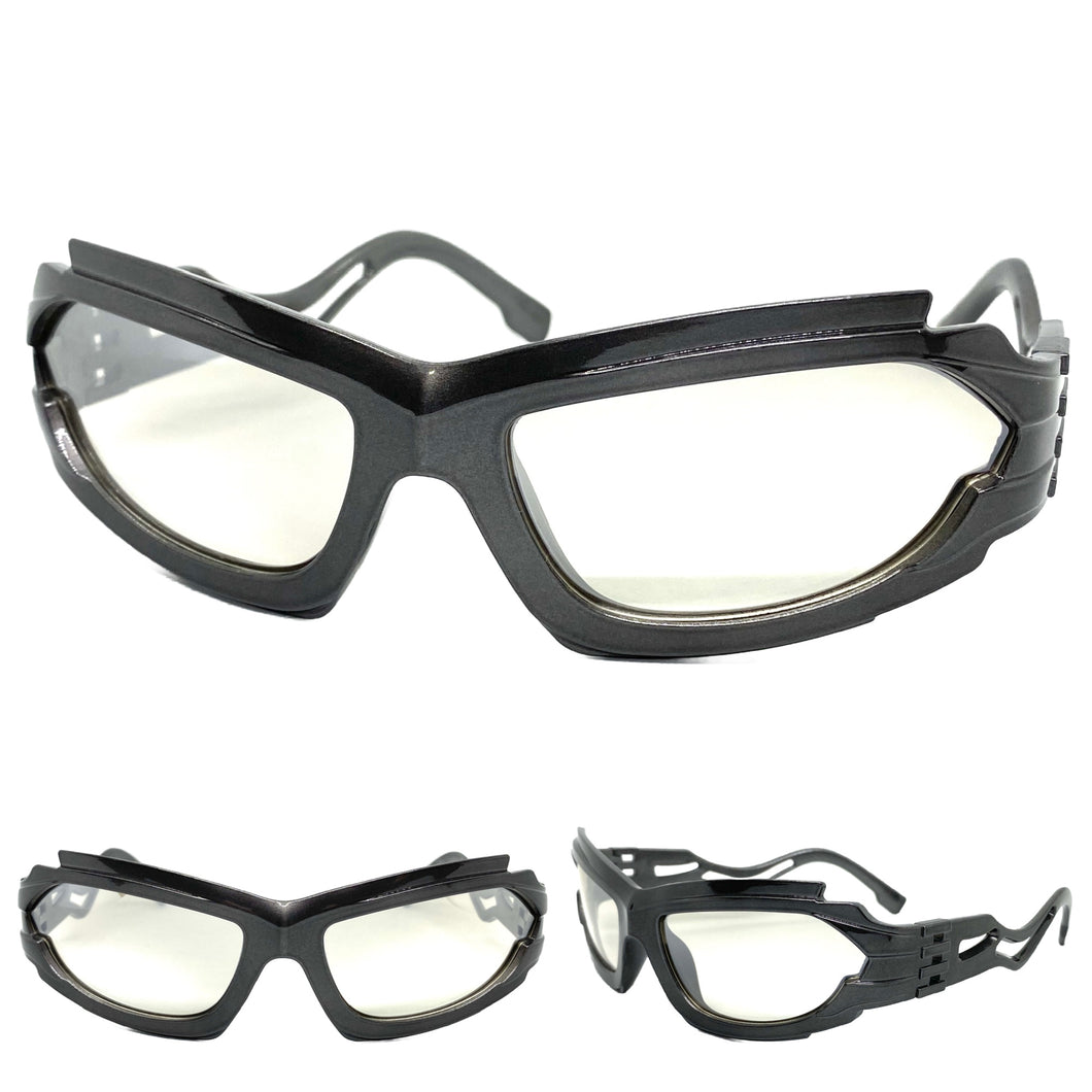 Classic Hardcore Gangster Biker Wrap Around Luxury SUNGLASSES Sleek Gray Frame 1236