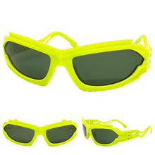 Classic Hardcore Gangster Biker Wrap Around Luxury SUNGLASSES Sleek Lime Green Frame 1236