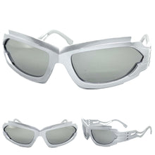 Classic Hardcore Gangster Biker Wrap Around Luxury SUNGLASSES Sleek Silver Frame 1236