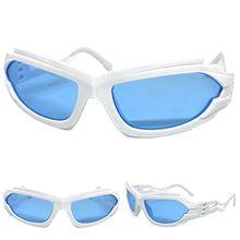 Classic Hardcore Gangster Biker Wrap Around Luxury SUNGLASSES Sleek White Frame 1236