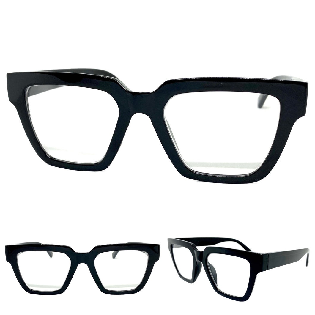 Classic Vintage Retro Style READING GLASSES READERS Black Frame Lens Strength +2.50