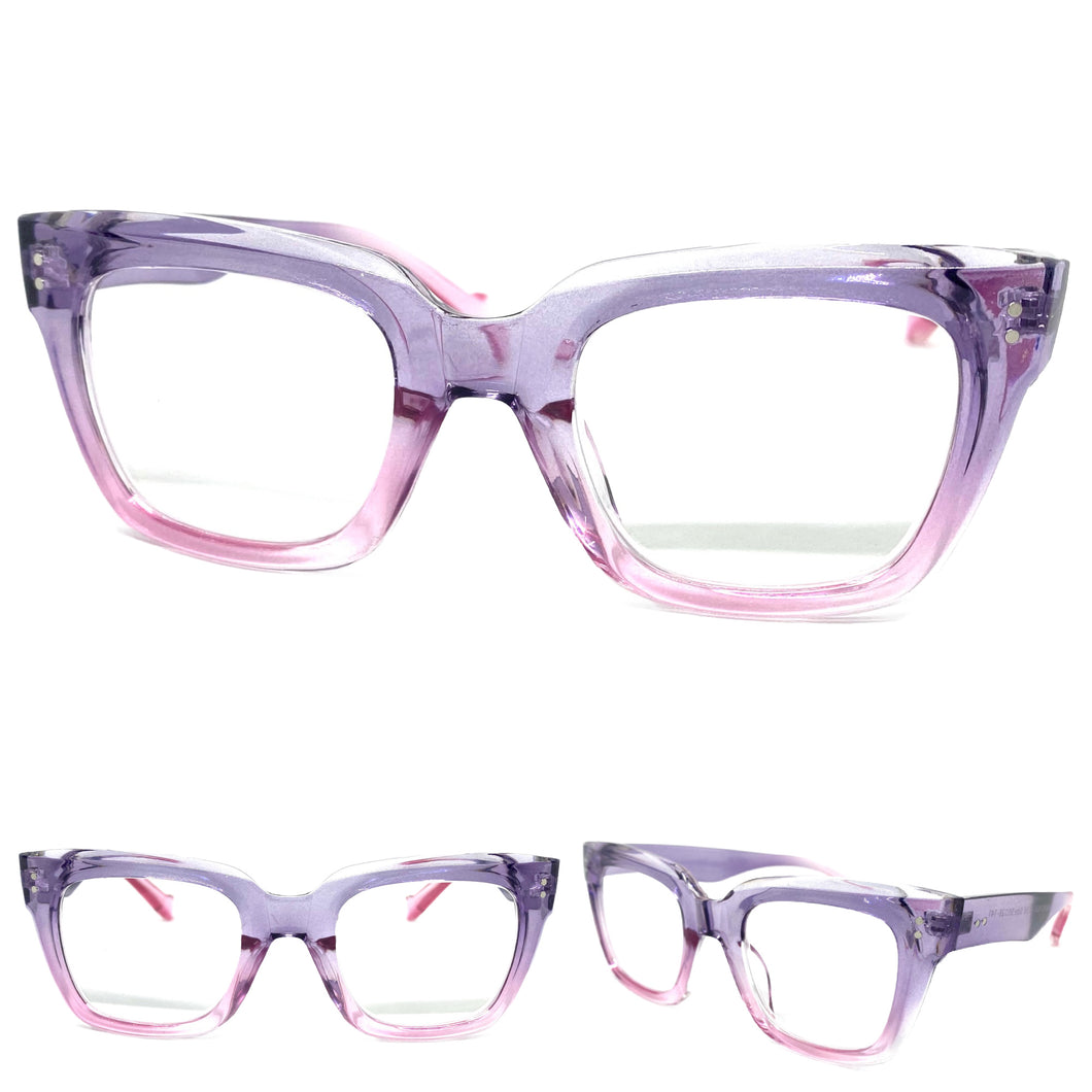 Classic Vintage Retro Style READING GLASSES READERS Thick Purple Frame Lens Strength +1.50