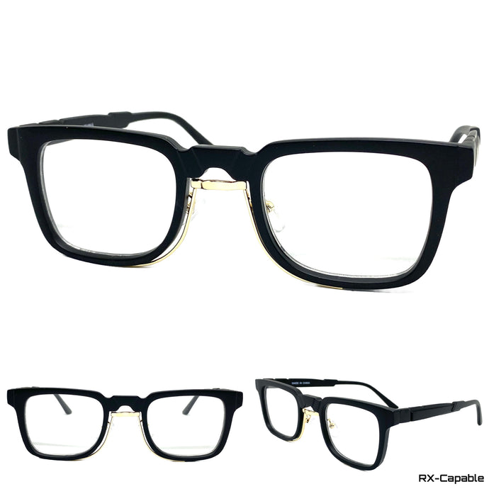 Classic Vintage Retro Style Clear Lens EYEGLASSES Square Black Frame 89399