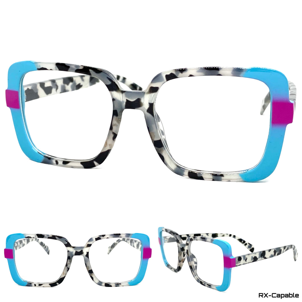 Classic Funky Contemporary Modern Style Clear Lens EYEGLASSES Square Frame 3008